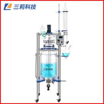 S212-80L雙層玻璃反應釜 臥式冷凝器80升玻璃反應器